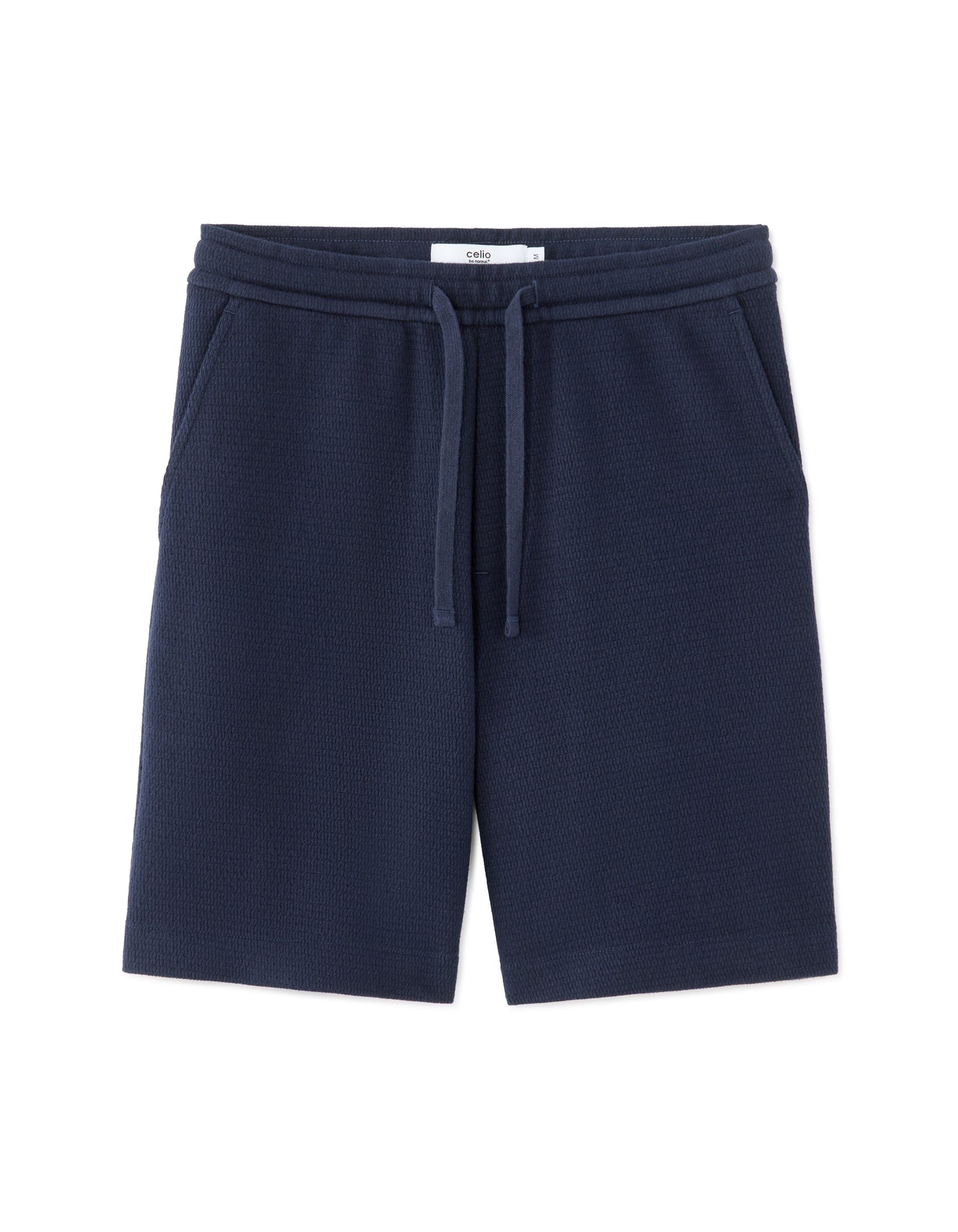 Celio Solid  Cotton Navy Bermuda