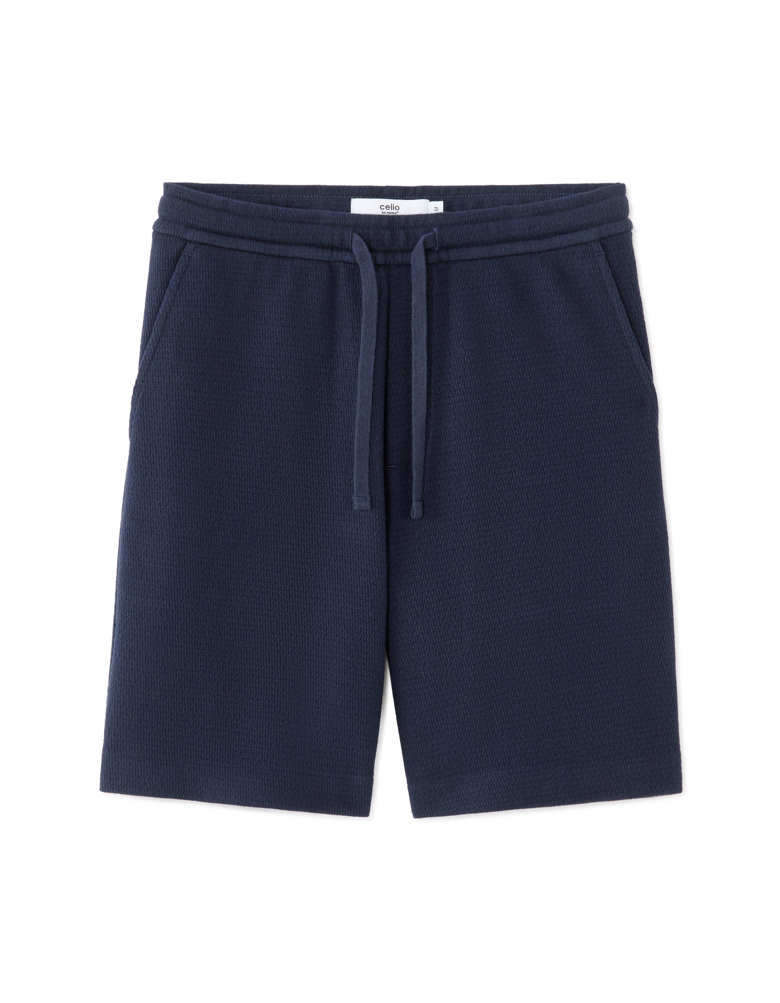 Celio Solid  Cotton Navy Bermuda