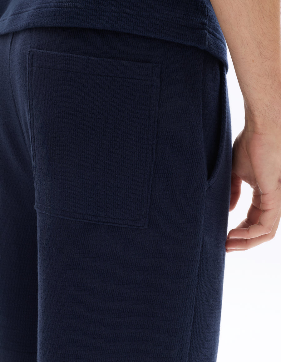 Celio Solid  Cotton Navy Bermuda