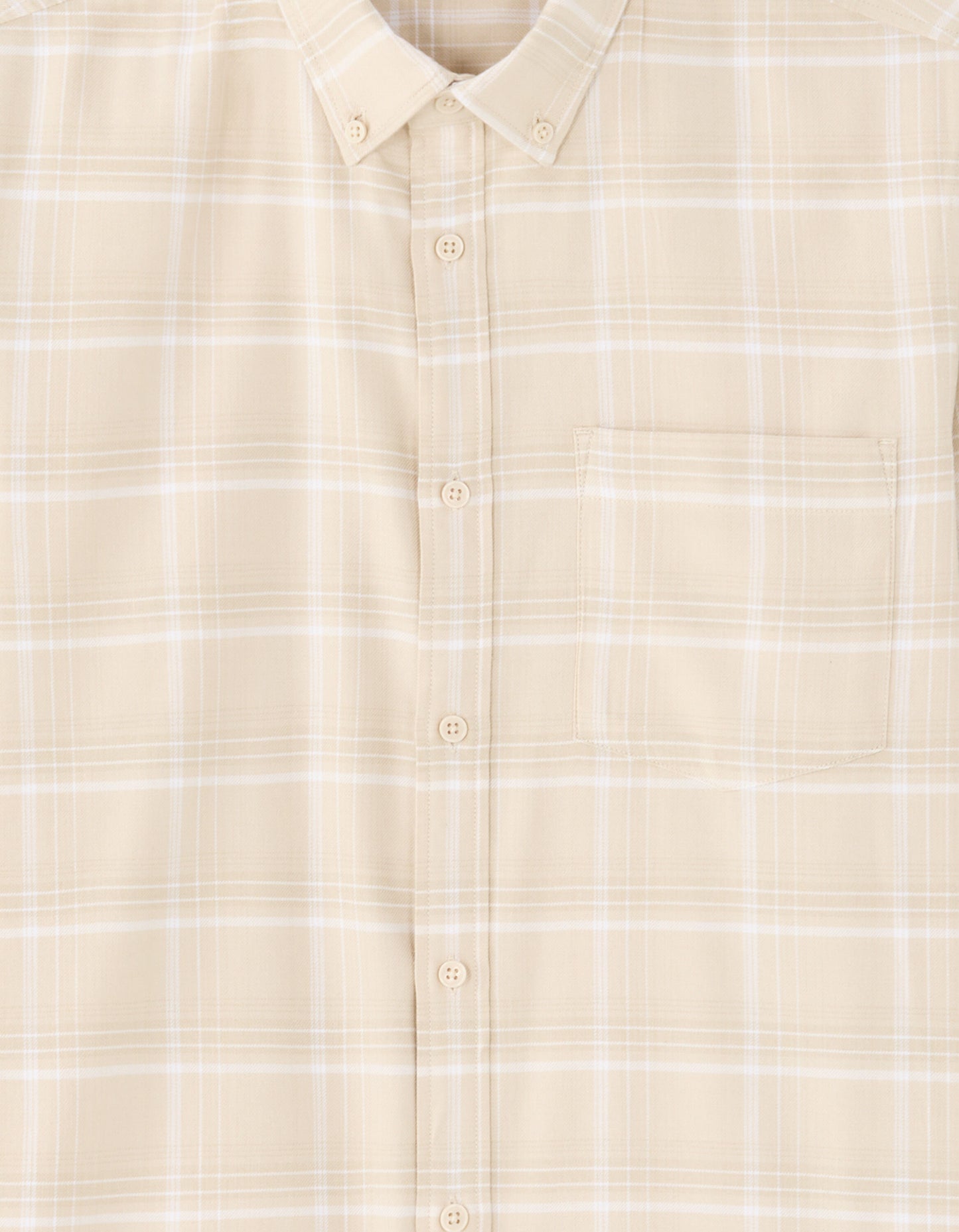 Regular Fit Cotton blend Checked Spread Collar Shirts - Beige