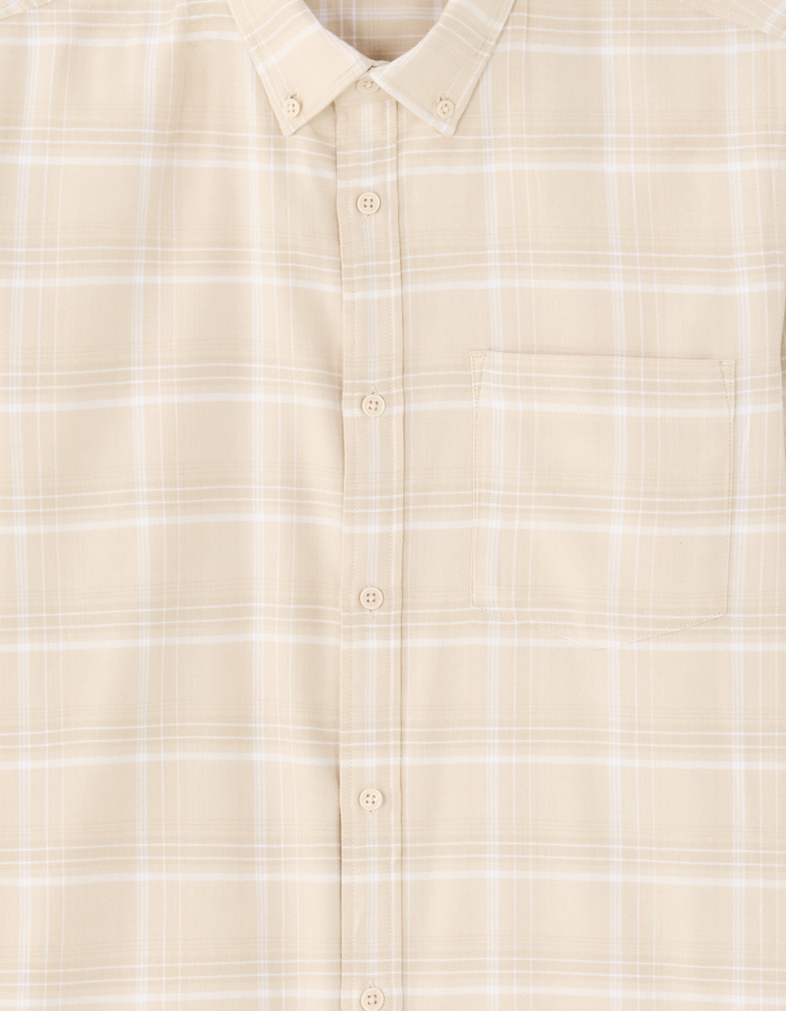 Regular Fit Cotton blend Checked Spread Collar Shirts - Beige
