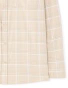 Regular Fit Cotton blend Checked Spread Collar Shirts - Beige