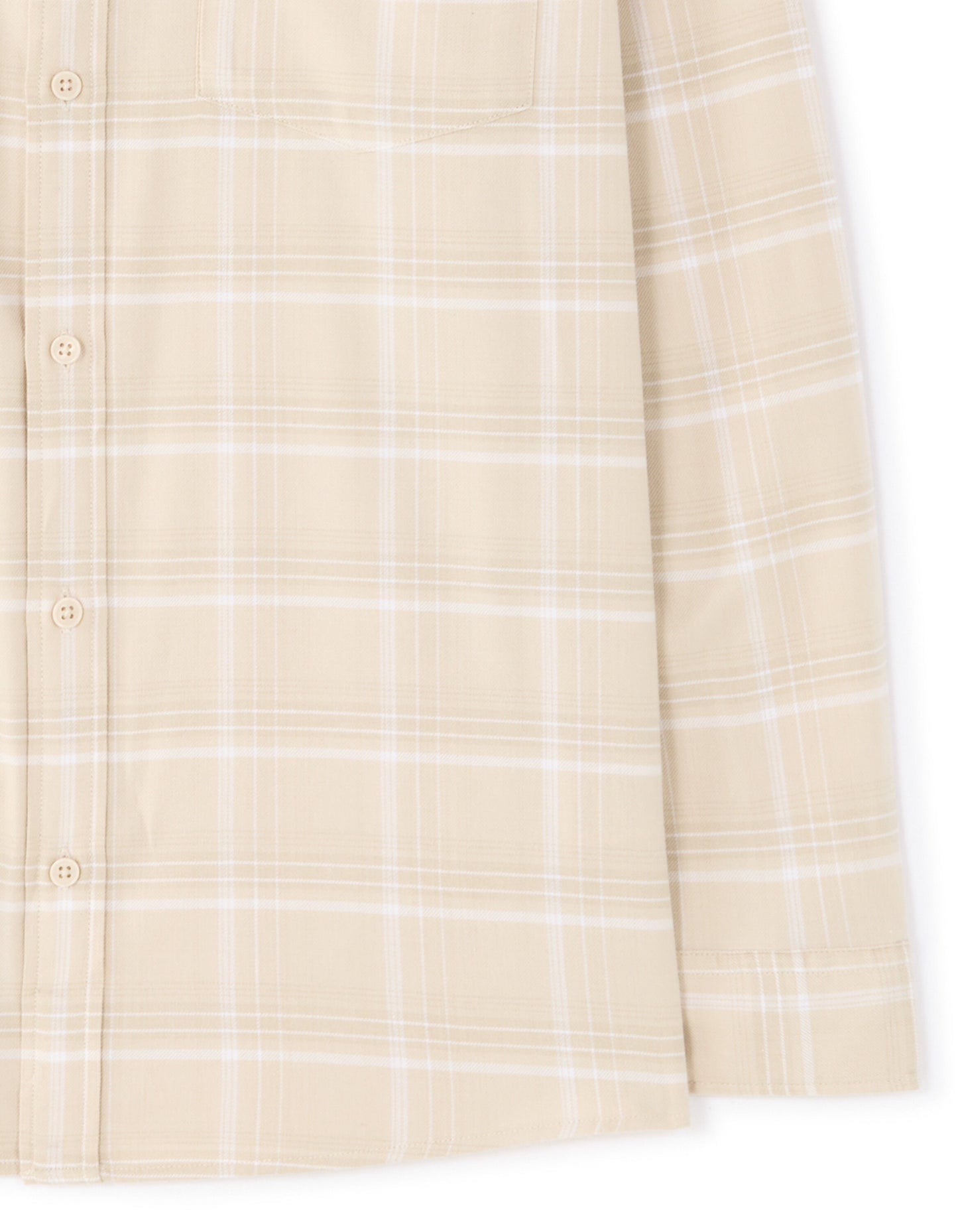 Regular Fit Cotton blend Checked Spread Collar Shirts - Beige