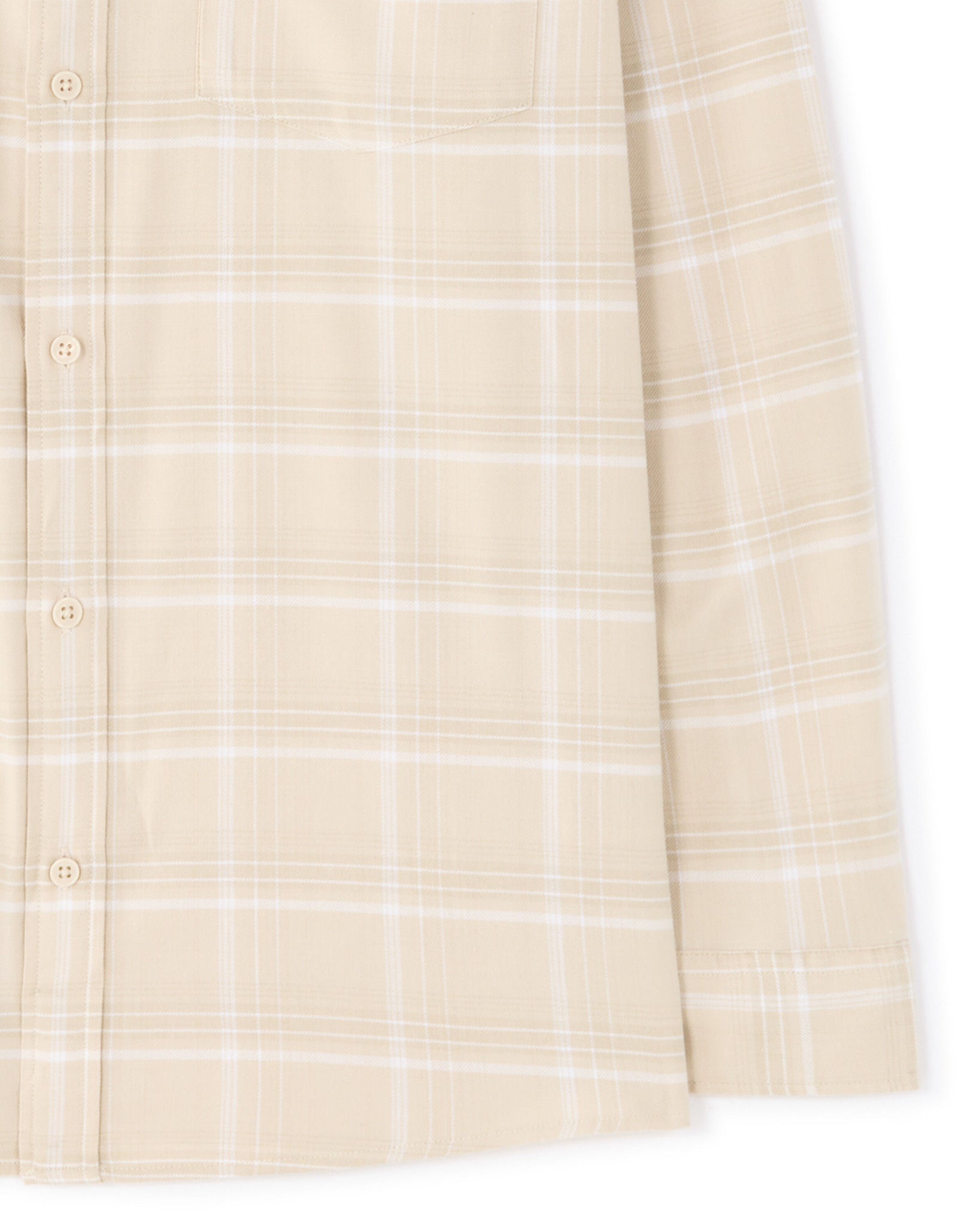 Regular Fit Cotton blend Checked Spread Collar Shirts - Beige