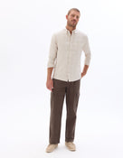 Regular Fit Cotton blend Checked Spread Collar Shirts - Beige