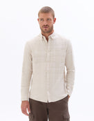 Regular Fit Cotton blend Checked Spread Collar Shirts - Beige