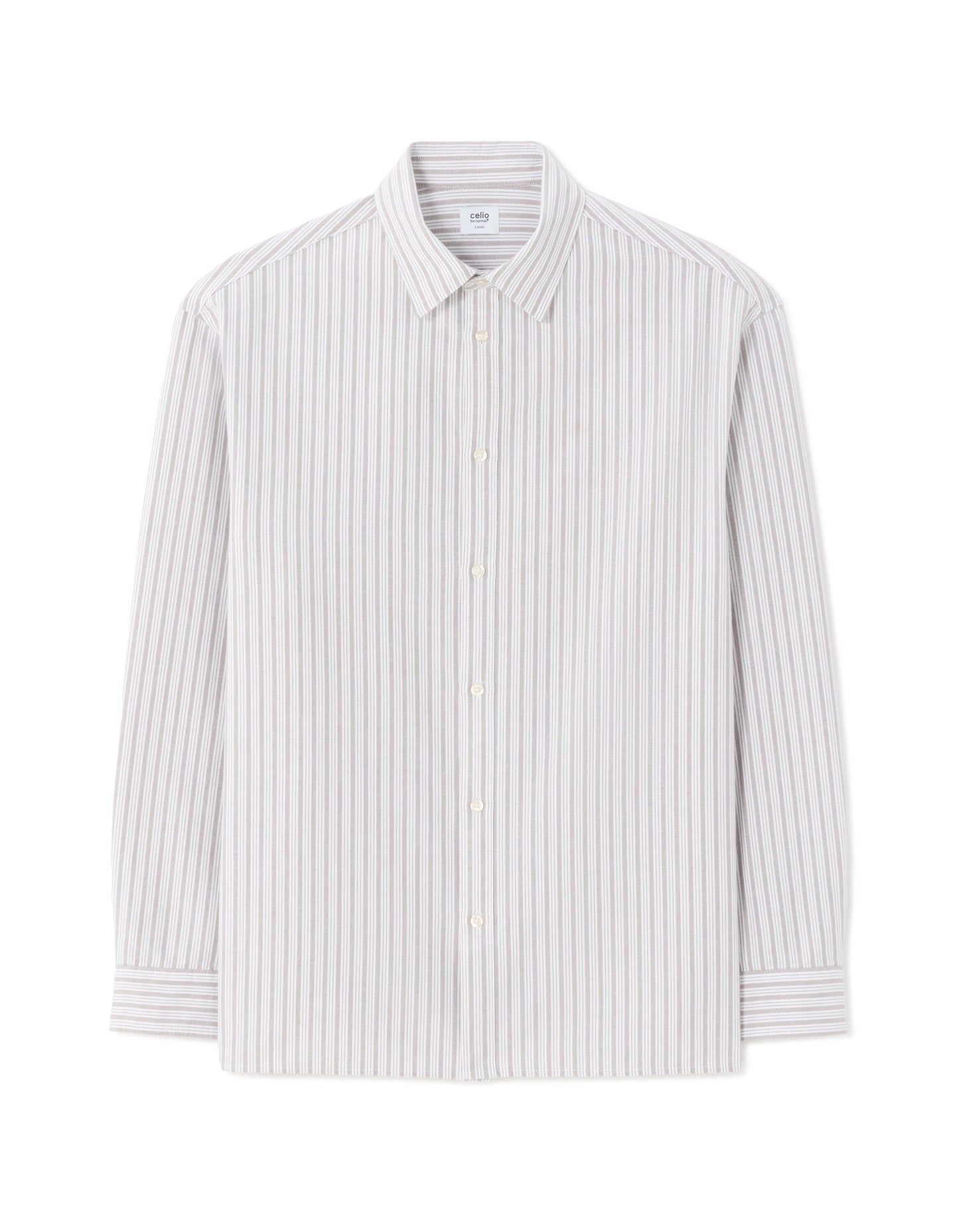 Loose Fit 100% Cotton Spread Collar Shirt - Grey