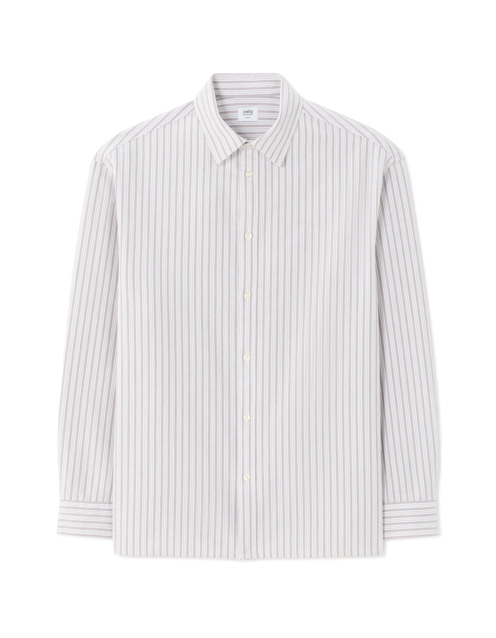 Loose Fit 100% Cotton Spread Collar Shirt - Grey