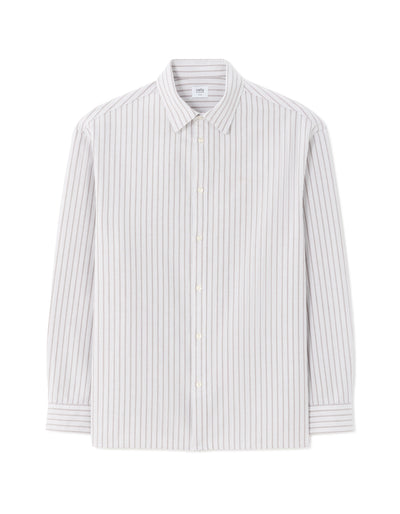 Loose Fit 100% Cotton Spread Collar Shirt - Grey