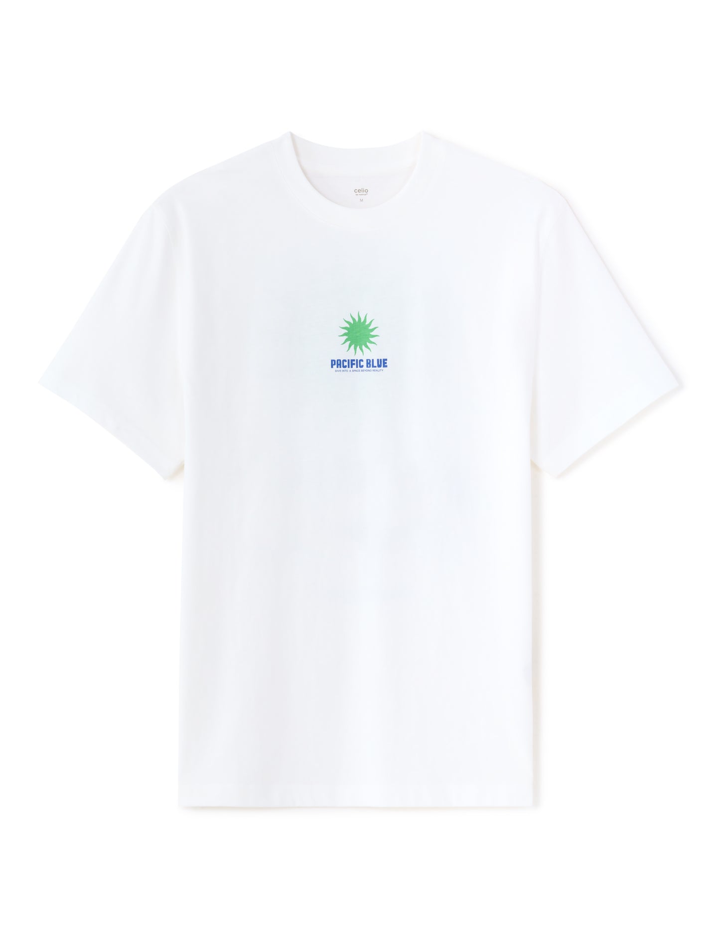 Celio Printed  Cotton White T-Shirt