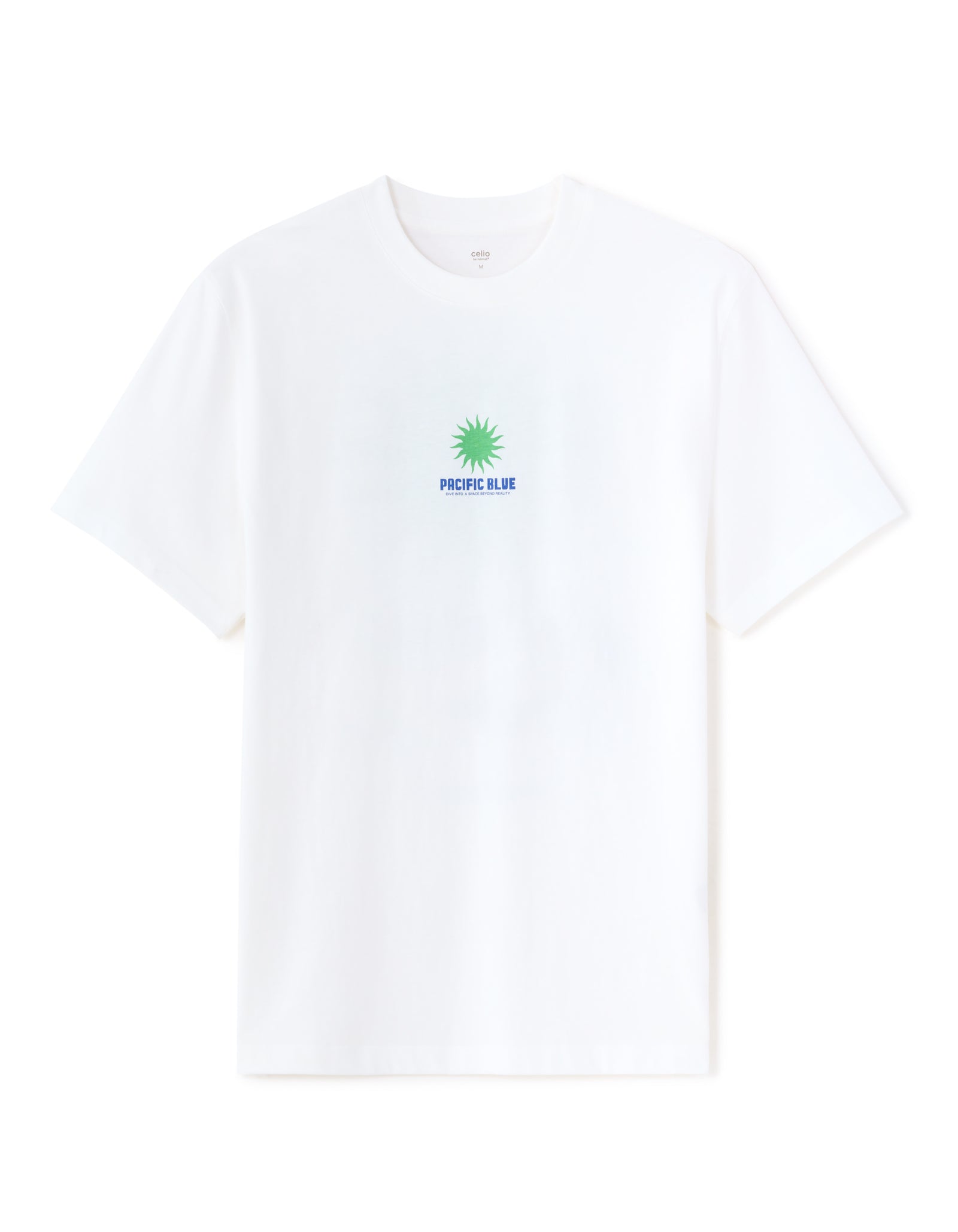 Celio Printed  Cotton White T-Shirt