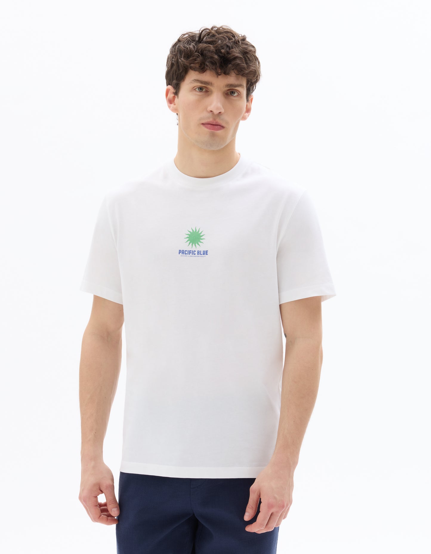 Celio Printed  Cotton White T-Shirt