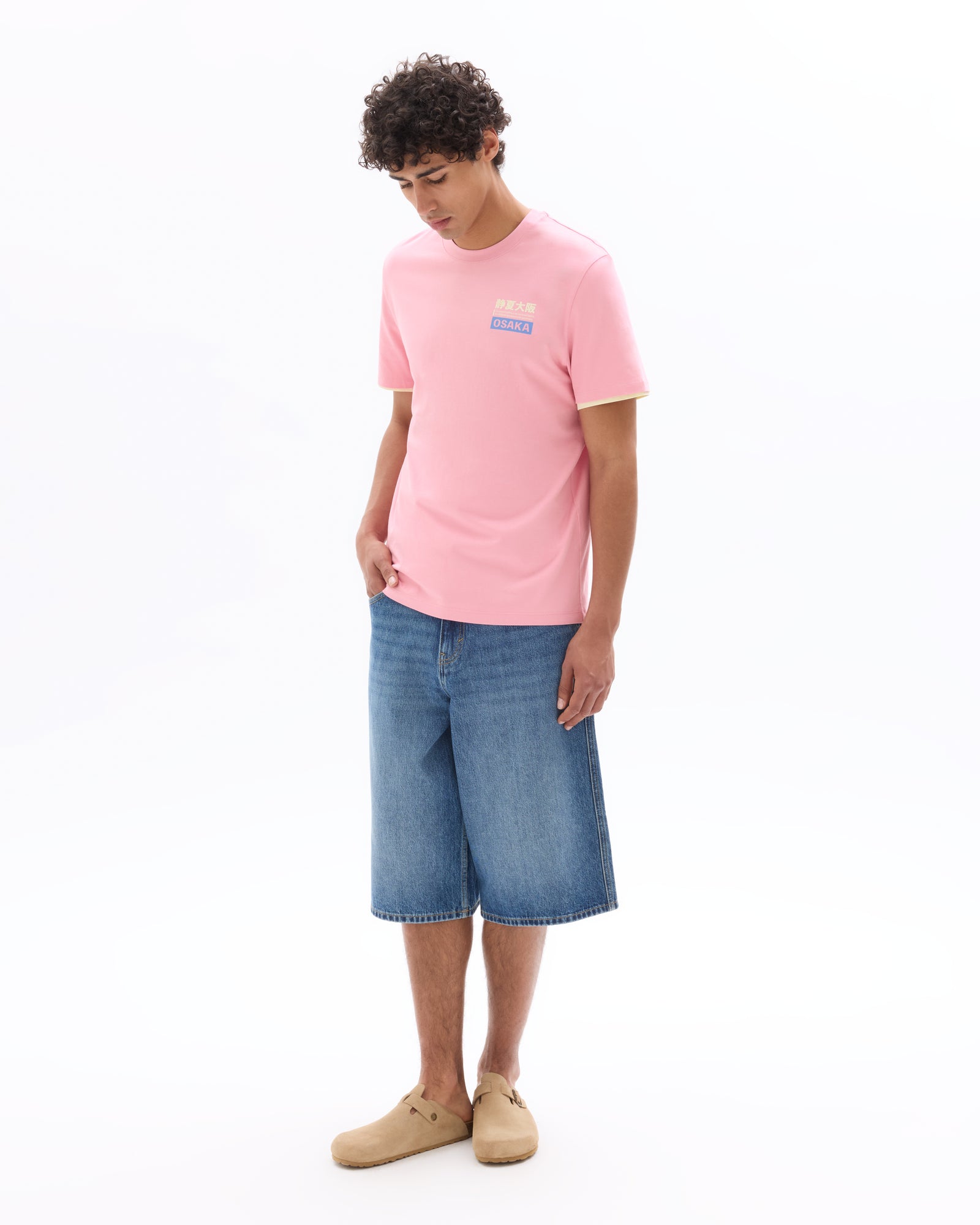 Regular Fit 100% Cotton Printed Round Neck T-Shirt - Pink