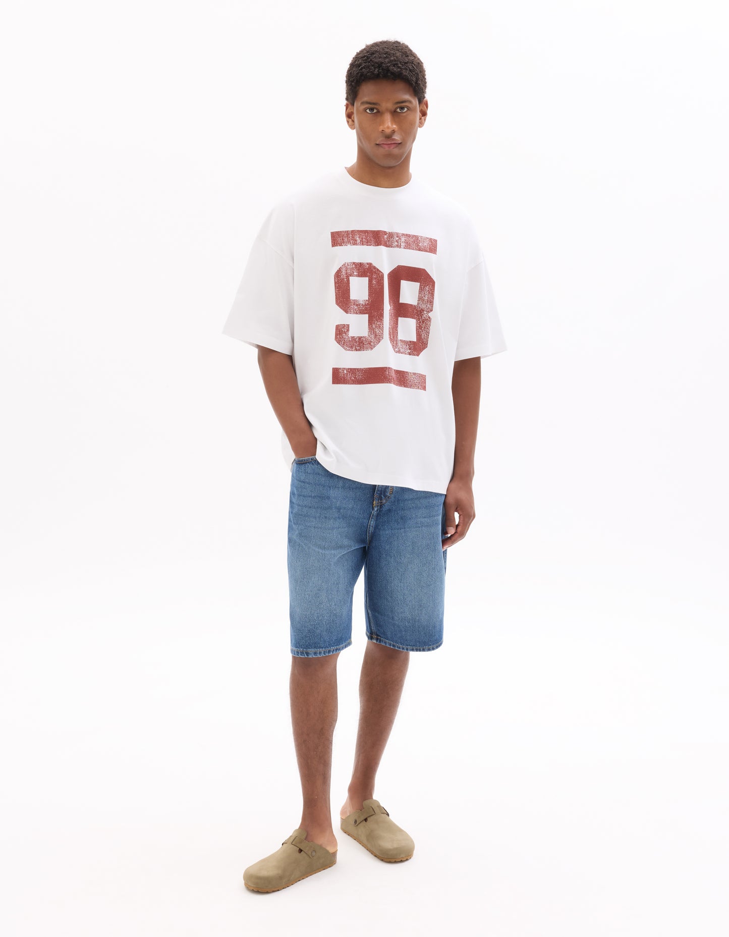 Regular Fit 100% Cotton Printed Crew Neck T-Shirts - Off White