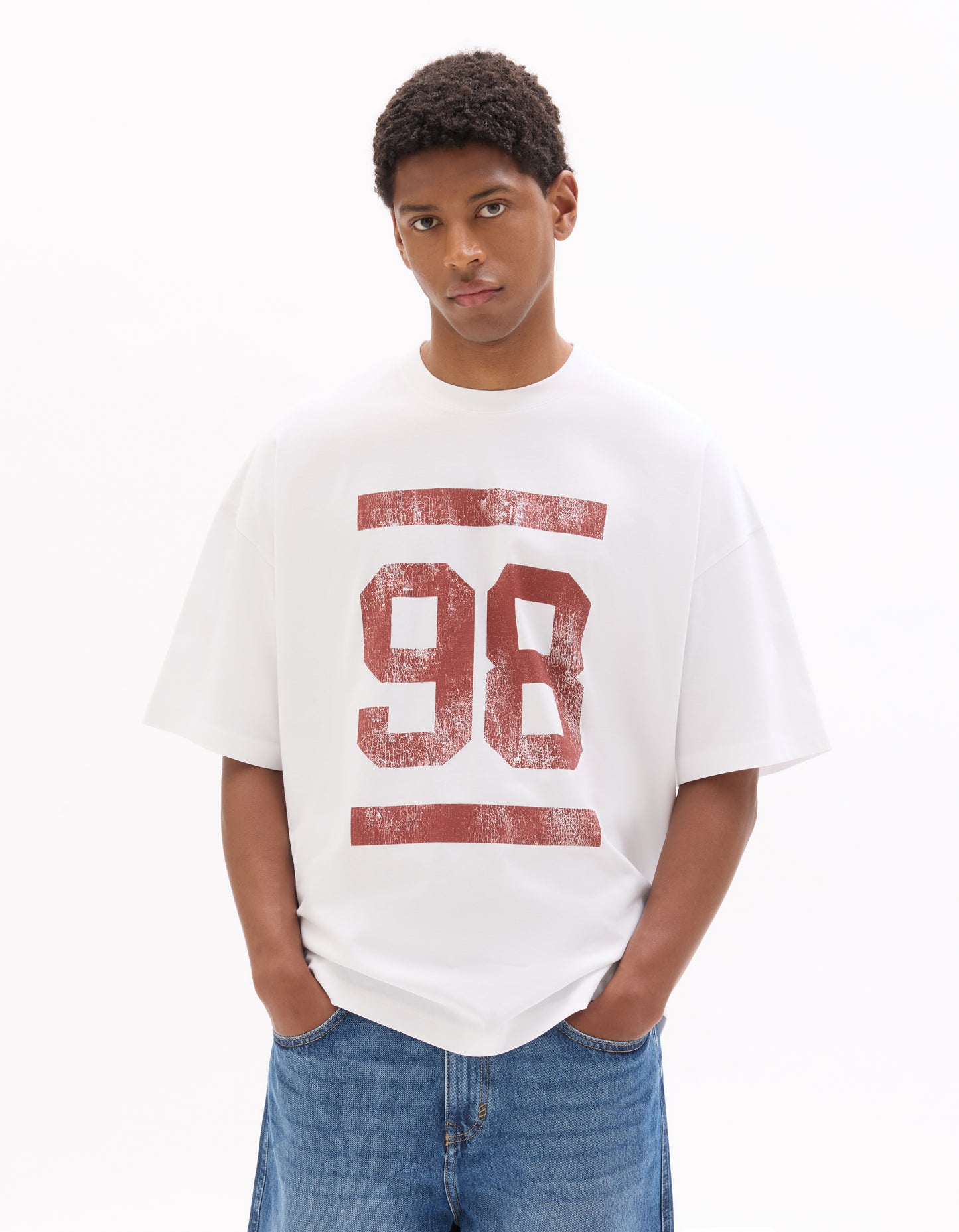 Regular Fit 100% Cotton Printed Crew Neck T-Shirts - Off White