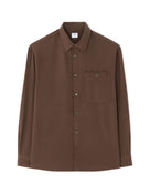 Loose Fit Poly-Viscose Solid Spread Collar Shirts - Brown