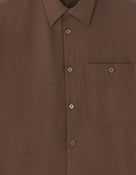 Loose Fit Poly-Viscose Solid Spread Collar Shirts - Brown