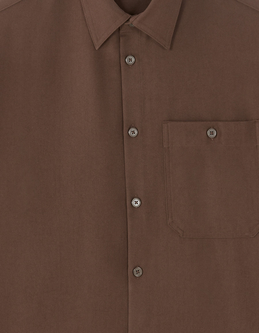 Loose Fit Poly-Viscose Solid Spread Collar Shirts - Brown