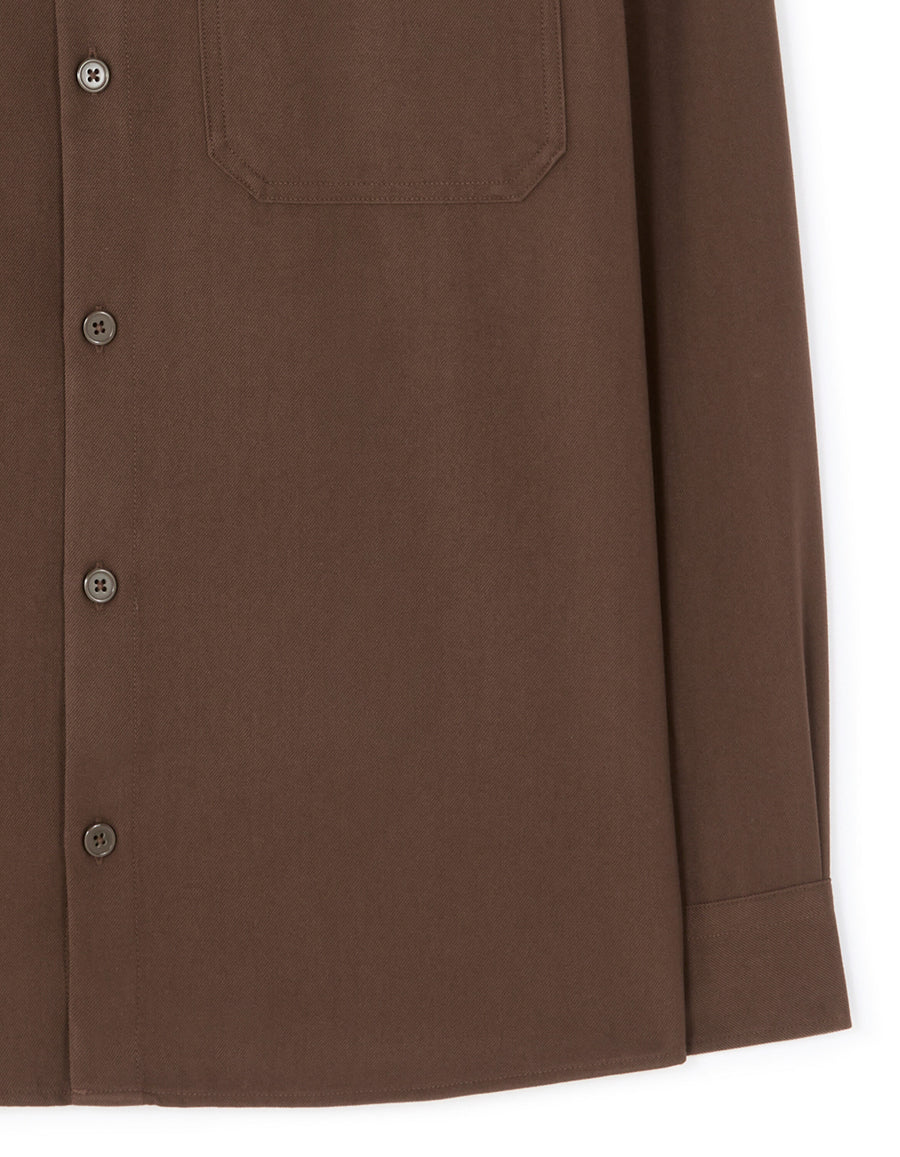 Loose Fit Poly-Viscose Solid Spread Collar Shirts - Brown
