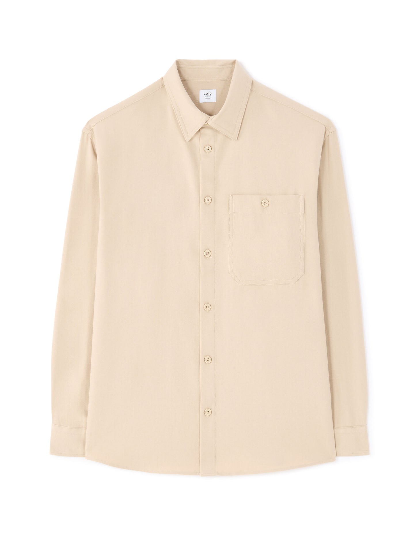 Loose Fit Poly-Viscose Solid Spread Collar Shirts - Beige