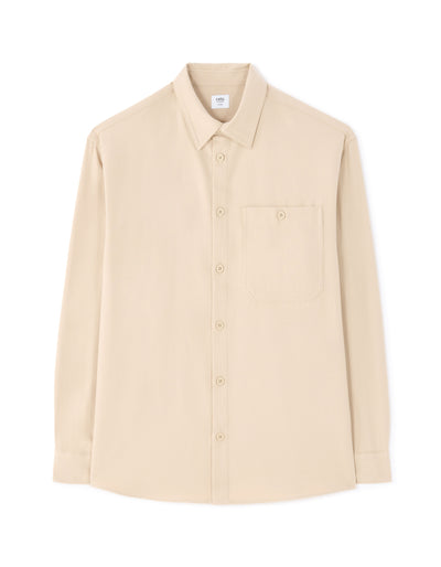 Loose Fit Poly-Viscose Solid Spread Collar Shirts - Beige