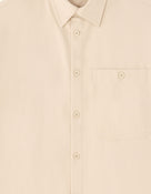 Loose Fit Poly-Viscose Solid Spread Collar Shirts - Beige