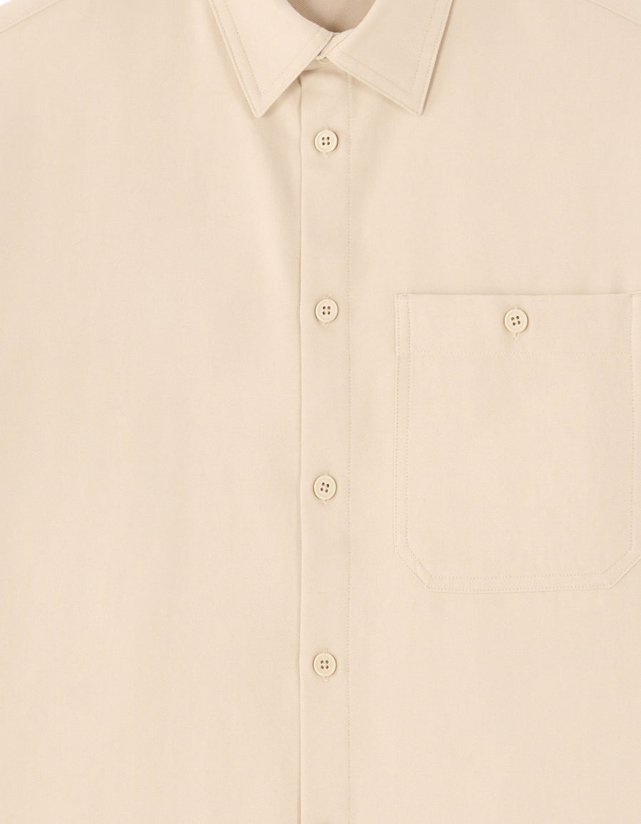 Loose Fit Poly-Viscose Solid Spread Collar Shirts - Beige