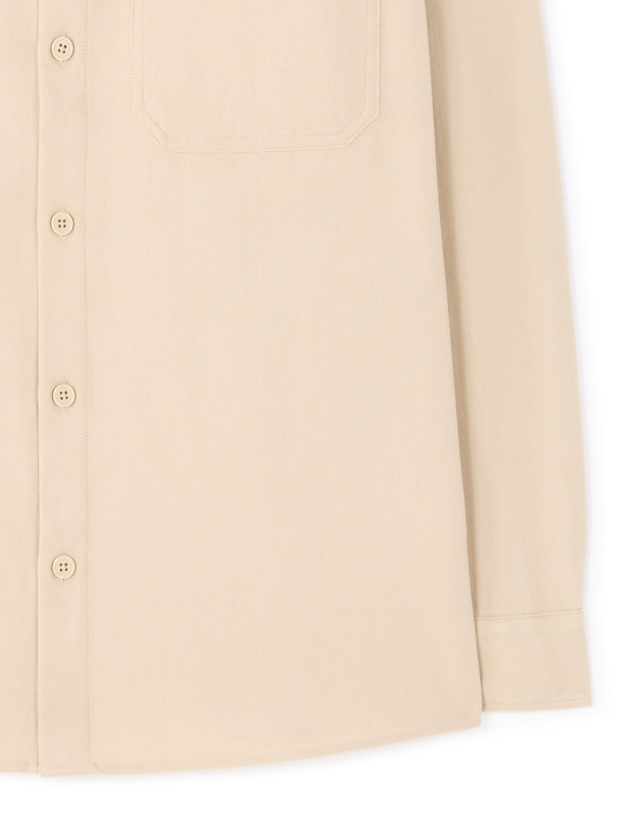 Loose Fit Poly-Viscose Solid Spread Collar Shirts - Beige