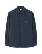 Loose Fit Poly-Viscose Solid Spread Collar Shirts - Navy Blue
