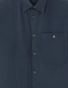 Loose Fit Poly-Viscose Solid Spread Collar Shirts - Navy Blue