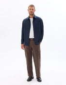 Loose Fit Poly-Viscose Solid Spread Collar Shirts - Navy Blue