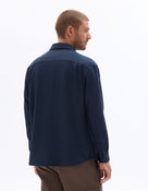 Loose Fit Poly-Viscose Solid Spread Collar Shirts - Navy Blue