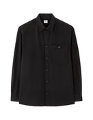 Loose Fit Poly-Viscose Solid Spread Collar Shirts - Black