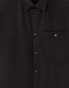 Loose Fit Poly-Viscose Solid Spread Collar Shirts - Black