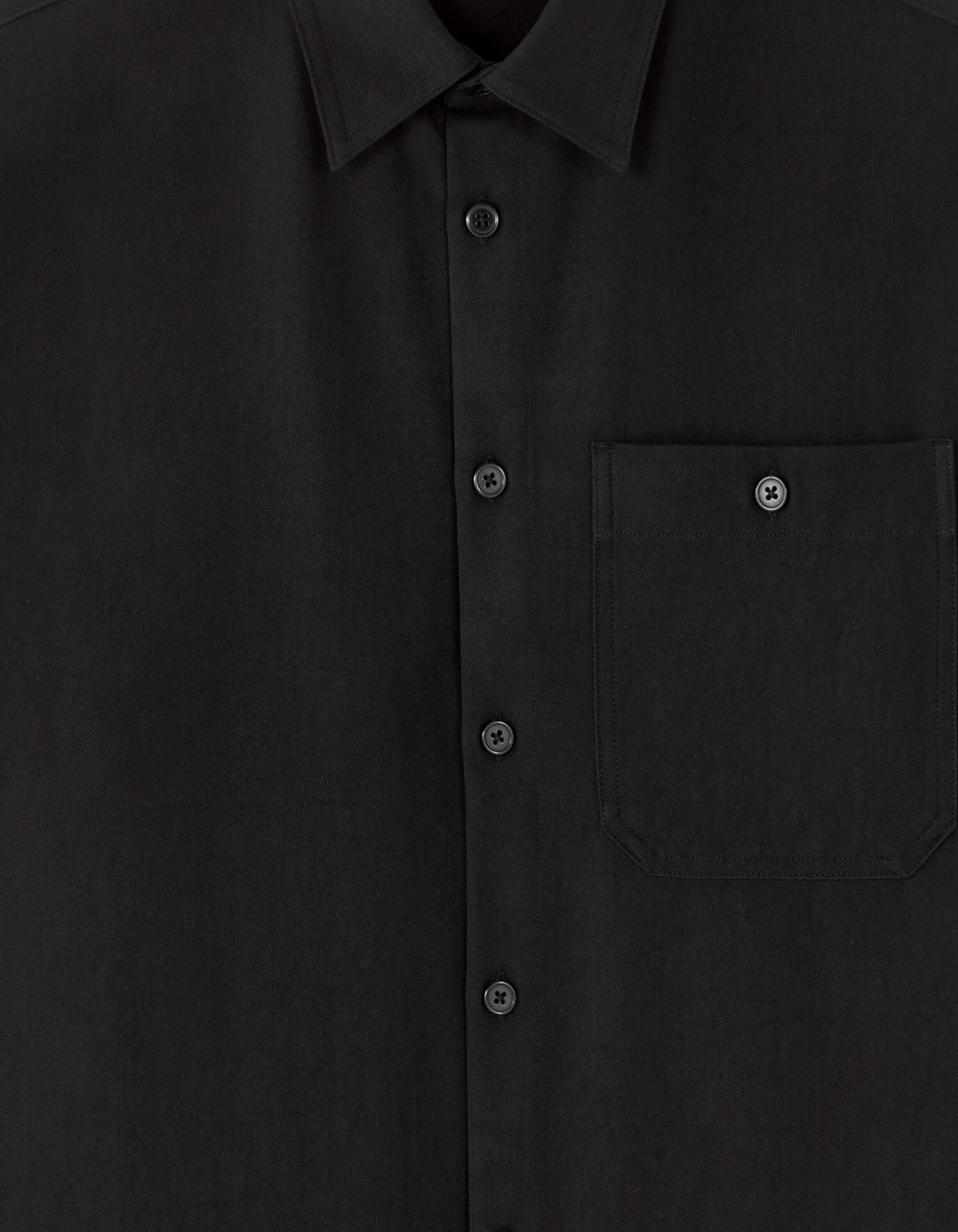 Loose Fit Poly-Viscose Solid Spread Collar Shirts - Black