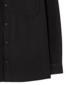 Loose Fit Poly-Viscose Solid Spread Collar Shirts - Black