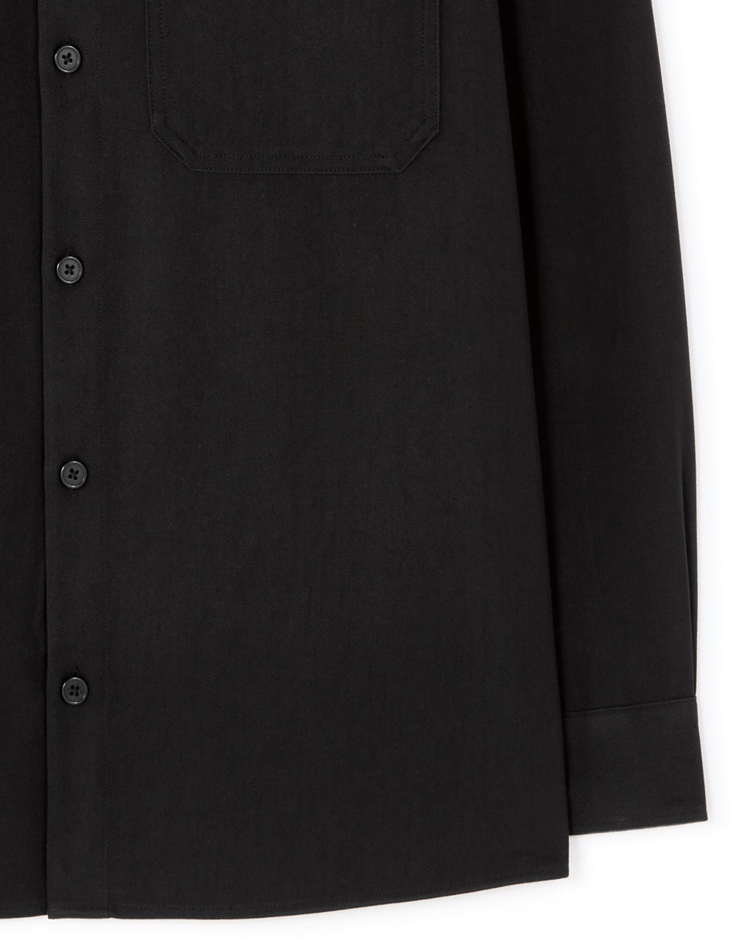 Loose Fit Poly-Viscose Solid Spread Collar Shirts - Black