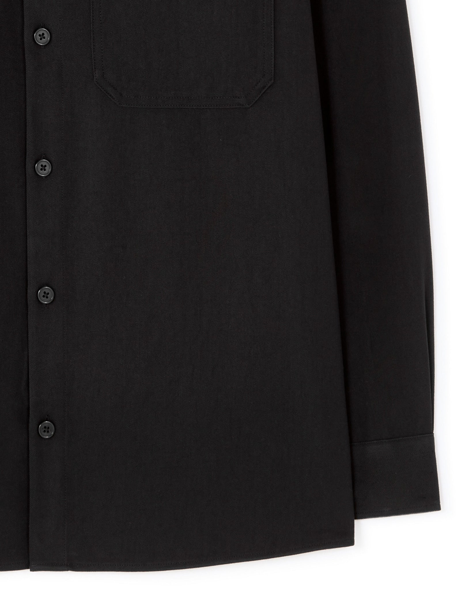 Loose Fit Poly-Viscose Solid Spread Collar Shirts - Black
