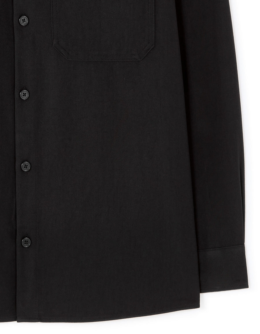Loose Fit Poly-Viscose Solid Spread Collar Shirts - Black