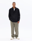 Loose Fit Poly-Viscose Solid Spread Collar Shirts - Black