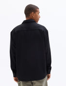 Loose Fit Poly-Viscose Solid Spread Collar Shirts - Black