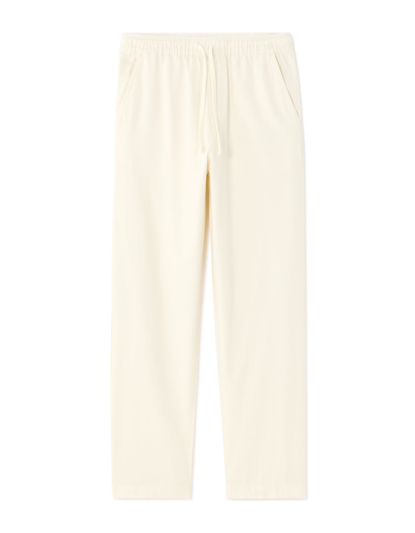 Loose Fit 100% Cotton Solid Casual Trouser - Off White