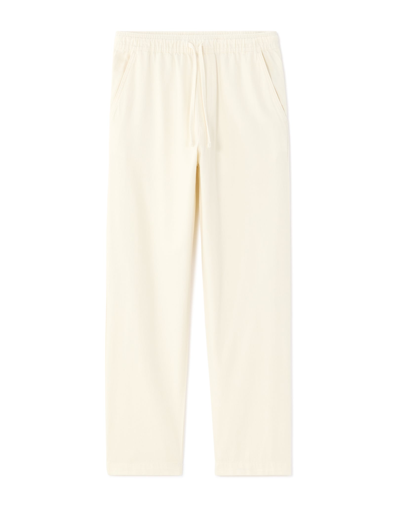 Loose Fit 100% Cotton Solid Casual Trouser - Off White