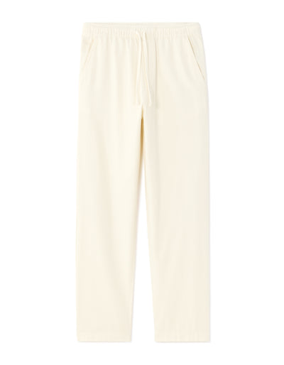 Loose Fit 100% Cotton Solid Casual Trouser - Off White