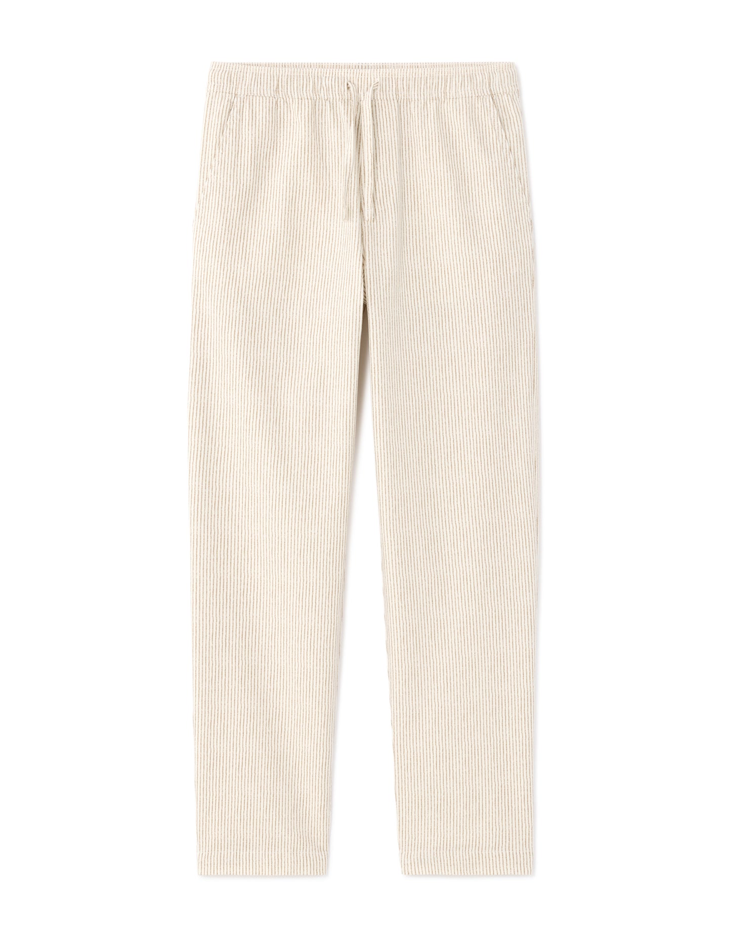 Straight Fit 100% Cotton Striped Casual Trouser - Beige