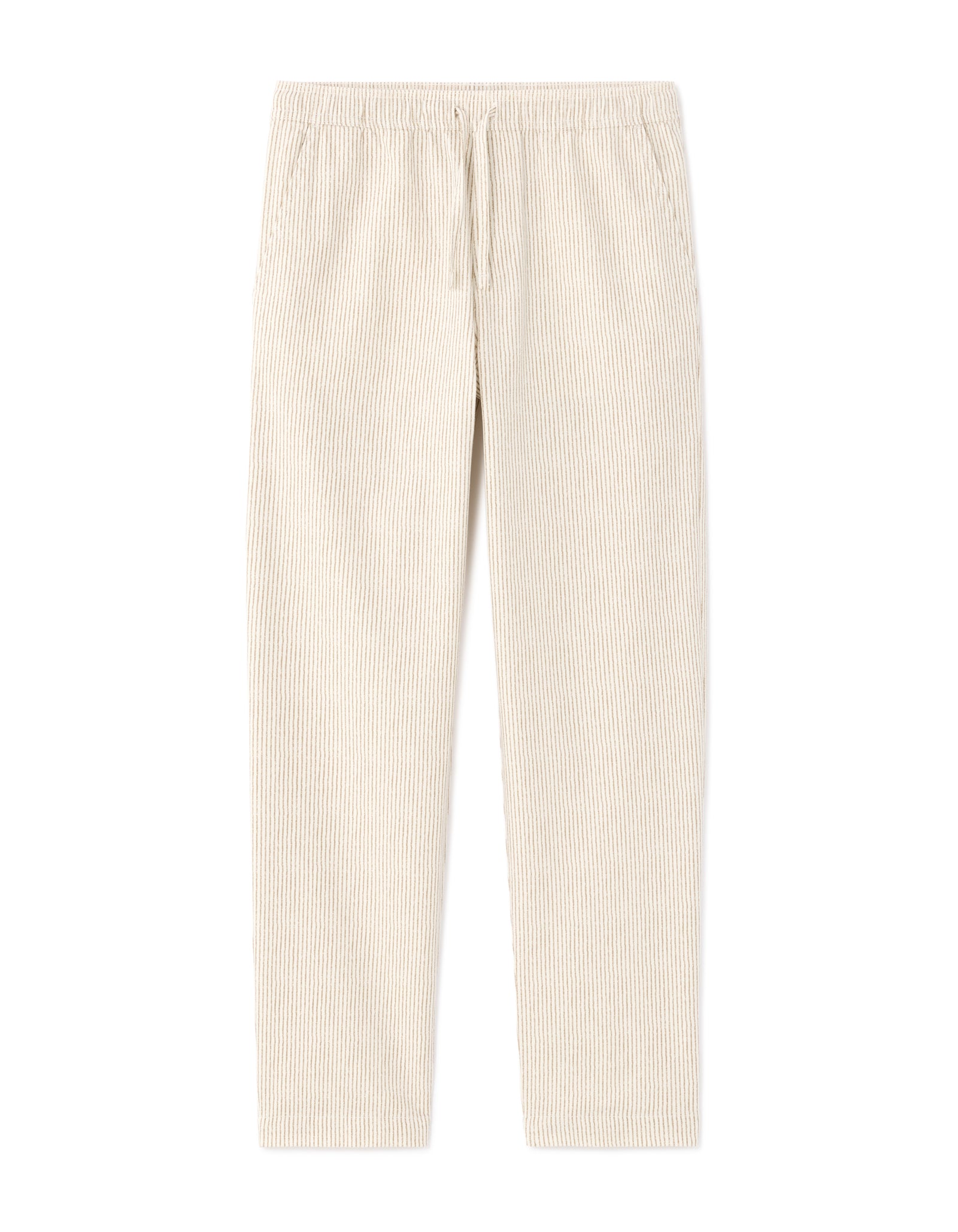 Straight Fit 100% Cotton Striped Casual Trouser - Beige