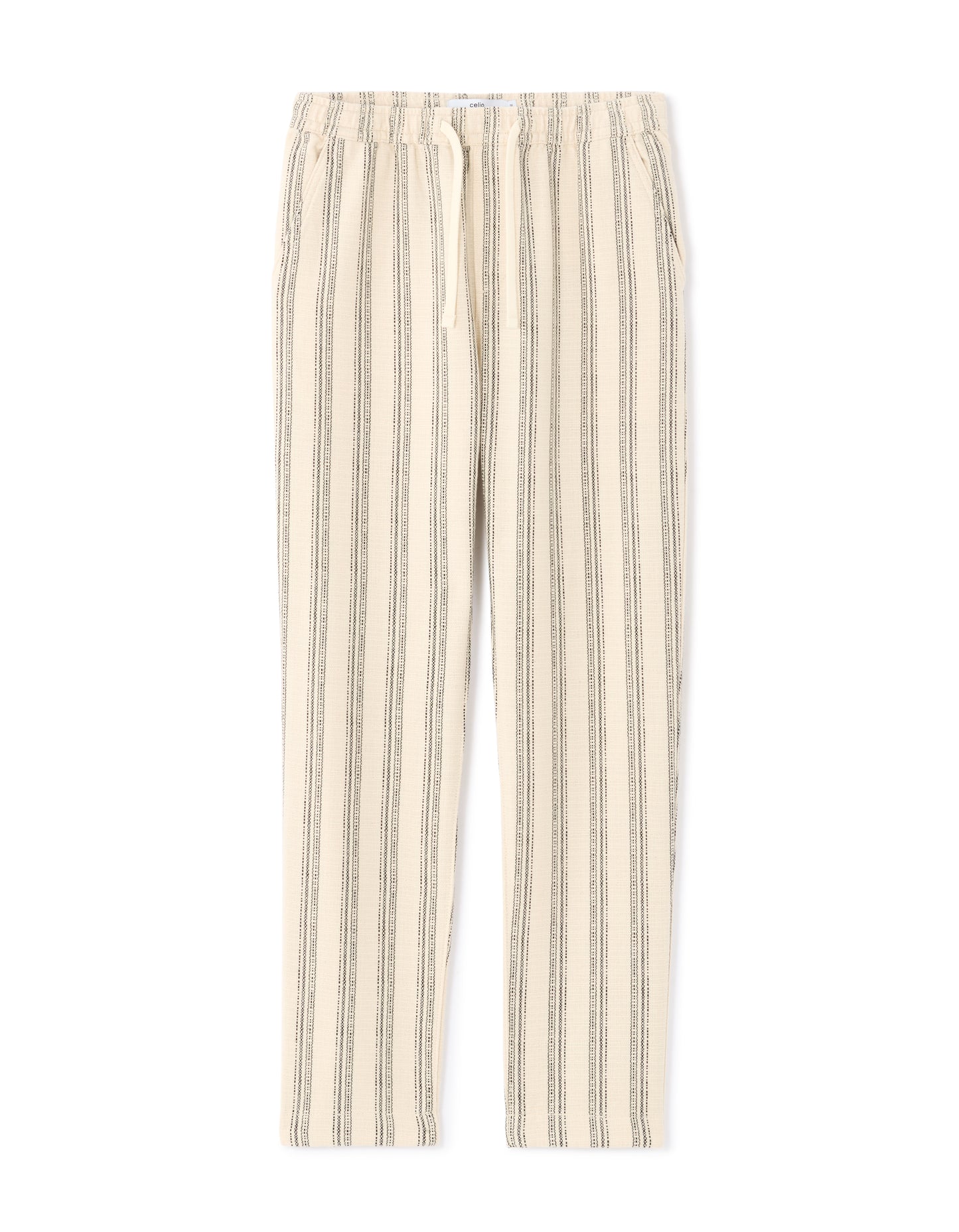 Celio Stripes  Cotton Off White Casual Trouser