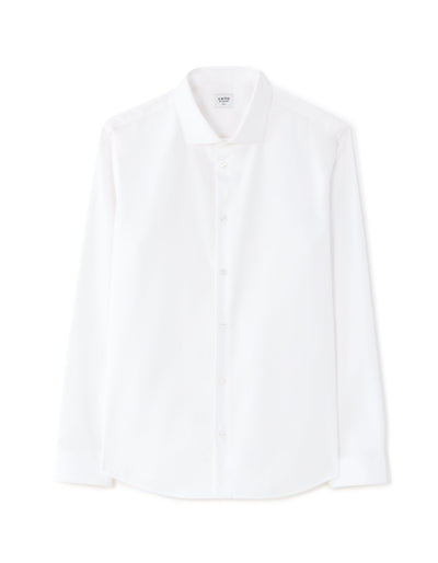 Slim Fit 100% Cotton Solid Spread Collar Shirts - White