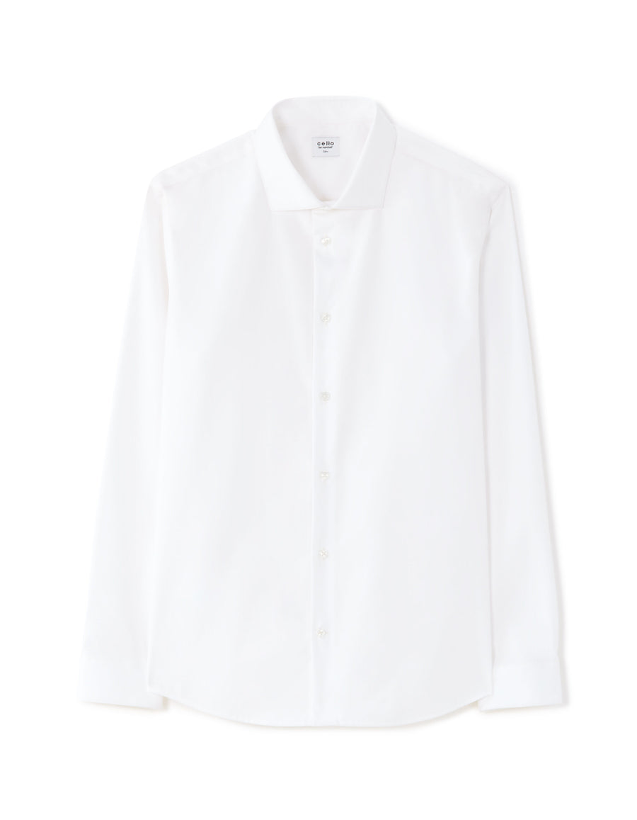 Slim Fit 100% Cotton Solid Spread Collar Shirts - White
