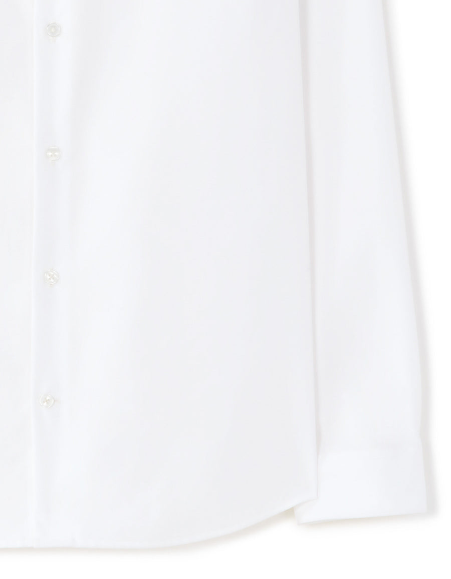 Slim Fit 100% Cotton Solid Spread Collar Shirts - White